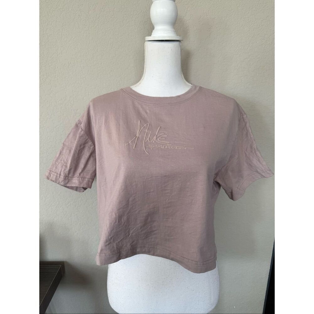 Nike Tee Short Sleeve Crop Top Large dusty Rose
